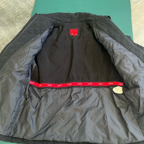Esprit Women’s Quilted Collared Jacket Coat Black Zipper Size Large - Picture 5 of 12
